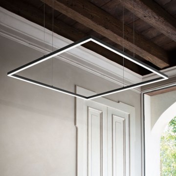 Ideal Lux - LED-kattokruunu johdossa ORACLE SLIM LED/53W/230V 3000K 90x90 cm musta