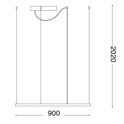 Ideal Lux - LED-kattokruunu johdossa ORACLE SLIM LED/53W/230V 3000K 90x90 cm musta