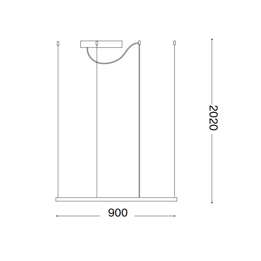 Ideal Lux - LED-kattokruunu johdossa ORACLE SLIM LED/53W/230V 3000K 90x90 cm musta