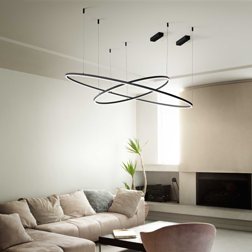 Ideal Lux - LED-kattokruunu johdossa ORACLE SLIM LED/55W/230V 4000K halkaisija 90 cm musta
