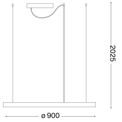 Ideal Lux - LED-kattokruunu johdossa ORACLE SLIM LED/55W/230V 4000K halkaisija 90 cm musta
