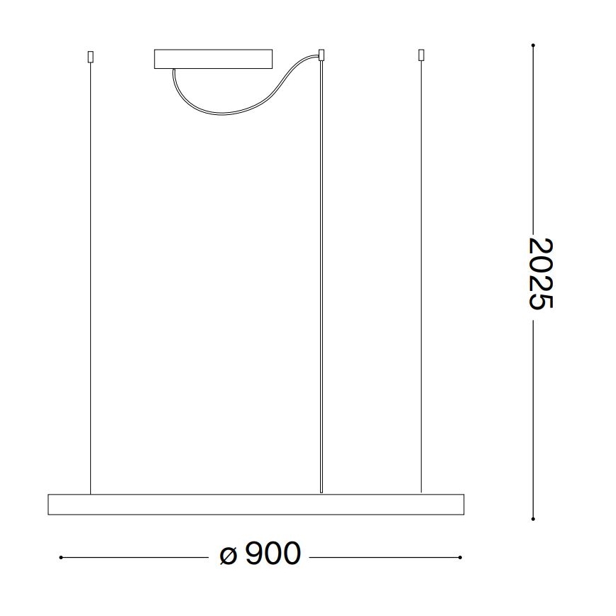 Ideal Lux - LED-kattokruunu johdossa ORACLE SLIM LED/55W/230V 4000K halkaisija 90 cm musta
