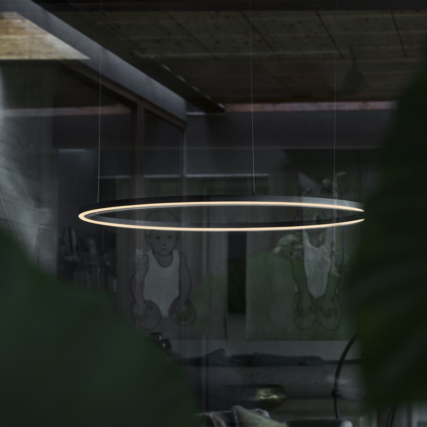 Ideal Lux - LED-kattokruunu johdossa ORACLE SLIM LED/89W/230V 4000K halkaisija 150 cm musta