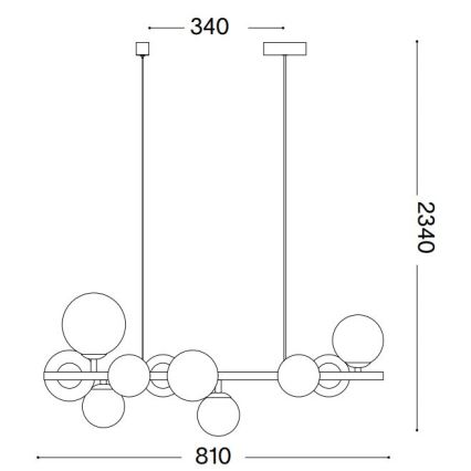 Ideal Lux - LED-kattokruunu johdossa PERLAGE 10xG9/3W/230V 81 cm kulta/savuinen