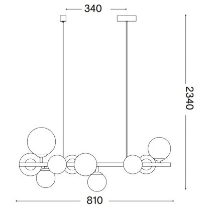 Ideal Lux - LED-kattokruunu johdossa PERLAGE 10xG9/3W/230V 81 cm musta/savuinen
