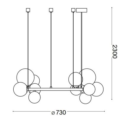 Ideal Lux - LED-kattokruunu johdossa PERLAGE 11xG9/3W/230V halkaisija 73 cm kulta/savuinen