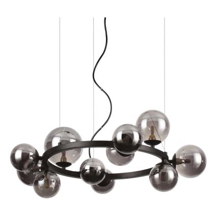 Ideal Lux - LED-kattokruunu johdossa PERLAGE 11xG9/3W/230V halkaisija 73 cm musta/savuinen