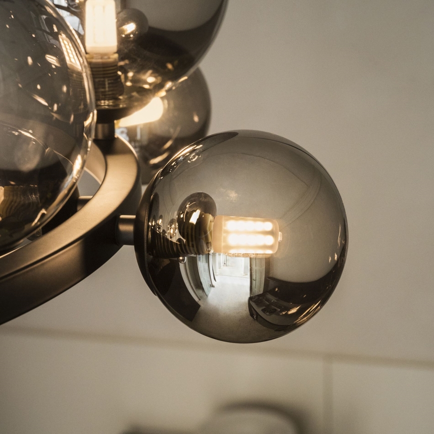 Ideal Lux - LED-kattokruunu johdossa PERLAGE 11xG9/3W/230V halkaisija 73 cm musta/savuinen