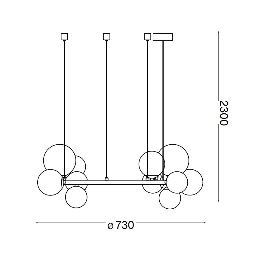 Ideal Lux - LED-kattokruunu johdossa PERLAGE 11xG9/3W/230V halkaisija 73 cm musta/savuinen