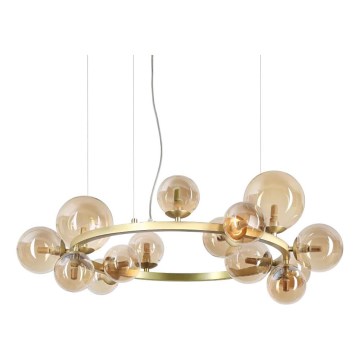Ideal Lux - LED-kattokruunu johdossa PERLAGE 14xG9/3W/230V halkaisija 85 cm kulta/savuinen