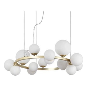 Ideal Lux - LED-kattokruunu johdossa PERLAGE 14xG9/3W/230V halkaisija 85 cm kulta/valkoinen