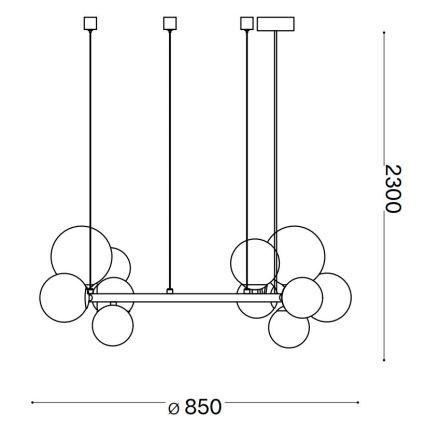 Ideal Lux - LED-kattokruunu johdossa PERLAGE 14xG9/3W/230V halkaisija 85 cm kulta/valkoinen