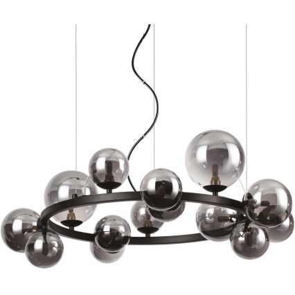 Ideal Lux - LED-kattokruunu johdossa PERLAGE 14xG9/3W/230V halkaisija 85 cm musta/savuinen
