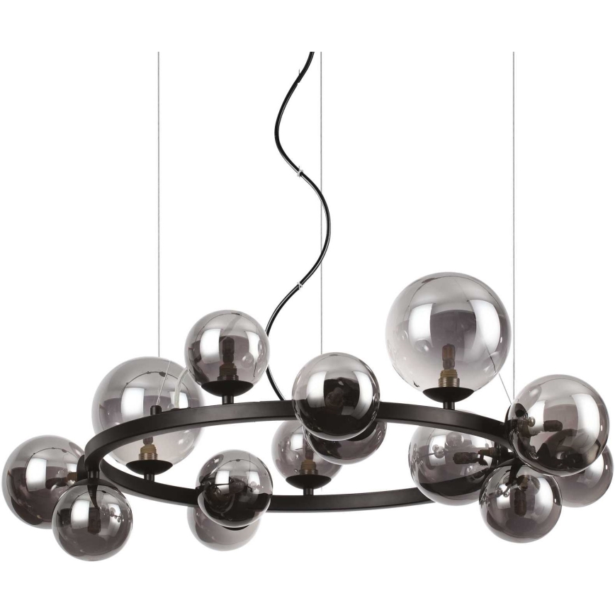 Ideal Lux - LED-kattokruunu johdossa PERLAGE 14xG9/3W/230V halkaisija 85 cm musta/savuinen