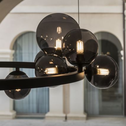 Ideal Lux - LED-kattokruunu johdossa PERLAGE 14xG9/3W/230V halkaisija 85 cm musta/savuinen