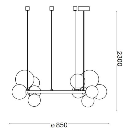 Ideal Lux - LED-kattokruunu johdossa PERLAGE 14xG9/3W/230V halkaisija 85 cm musta/savuinen