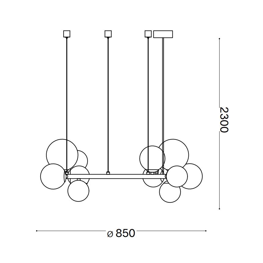 Ideal Lux - LED-kattokruunu johdossa PERLAGE 14xG9/3W/230V halkaisija 85 cm musta/savuinen