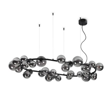 Ideal Lux - LED-kattokruunu johdossa PERLAGE 30xG9/3W/230V 143 cm musta/savuinen