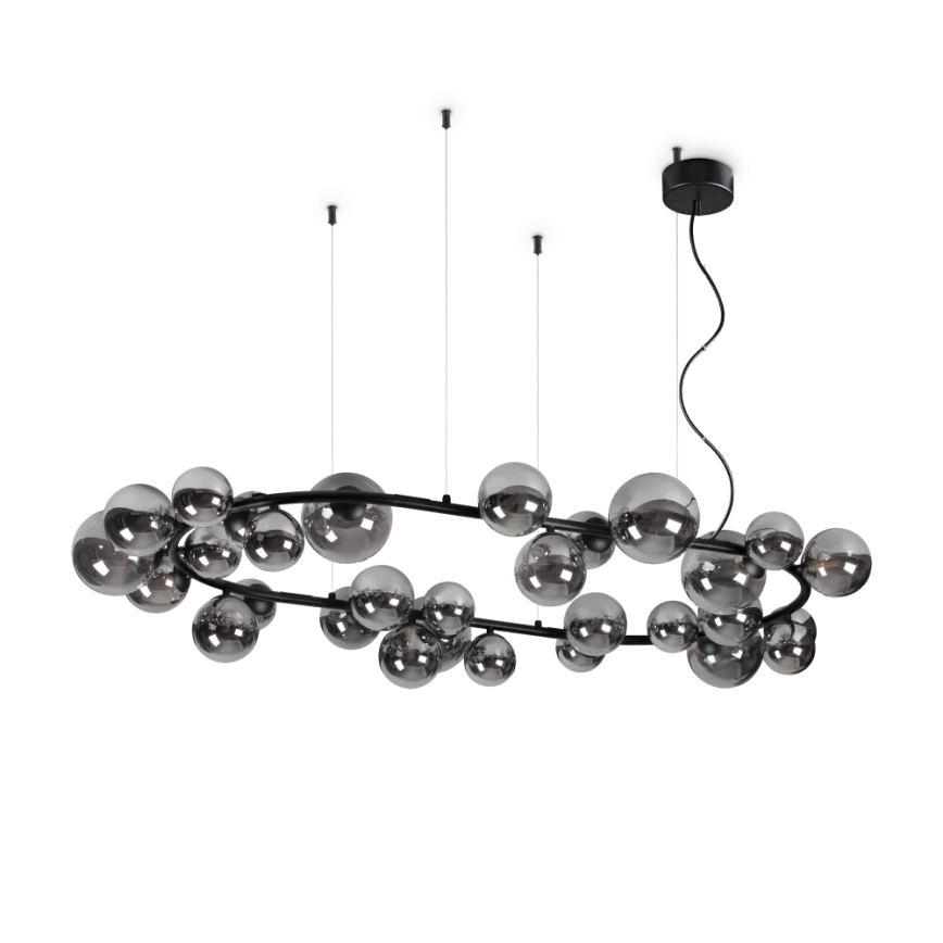 Ideal Lux - LED-kattokruunu johdossa PERLAGE 30xG9/3W/230V 143 cm musta/savuinen