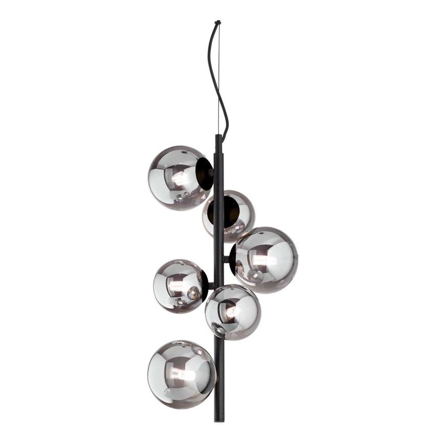 Ideal Lux - LED-kattokruunu johdossa PERLAGE 6xG9/3W/230V halkaisija 26 cm musta/savuinen