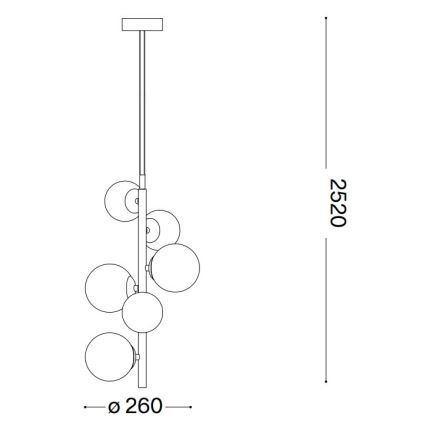 Ideal Lux - LED-kattokruunu johdossa PERLAGE 6xG9/3W/230V halkaisija 26 cm musta/savuinen