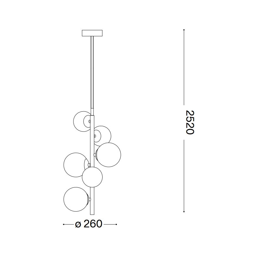 Ideal Lux - LED-kattokruunu johdossa PERLAGE 6xG9/3W/230V halkaisija 26 cm musta/savuinen