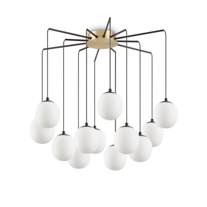 Ideal Lux - LED-kattokruunu johdossa RHAPSODY 12xG9/3W/230V messinki