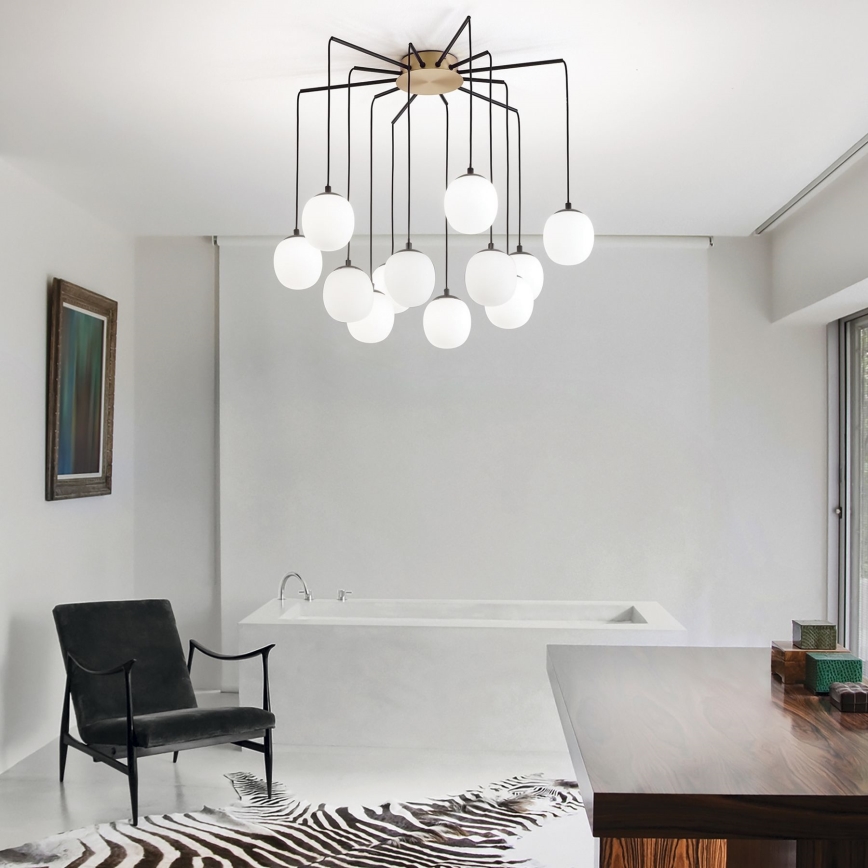Ideal Lux - LED-kattokruunu johdossa RHAPSODY 12xG9/3W/230V messinki