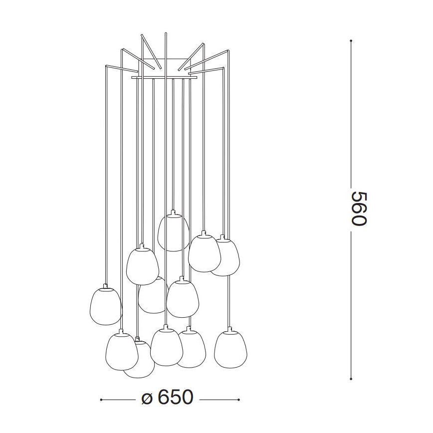 Ideal Lux - LED-kattokruunu johdossa RHAPSODY 12xG9/3W/230V messinki