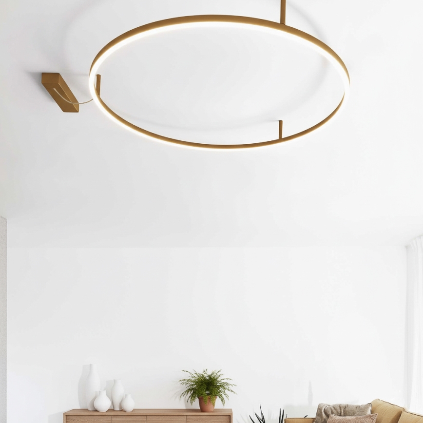 Ideal Lux - LED-kattovalaisin ORACLE SLIM LED/53W/230V 4000K CRI 90 Ø 90 cm kultainen