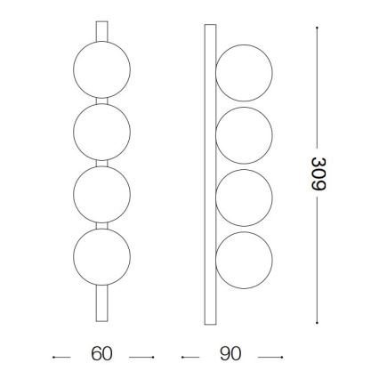 Ideal Lux - LED-kattovalaisin PING PONG 4xLED/3W/230V CRI 90 messinki