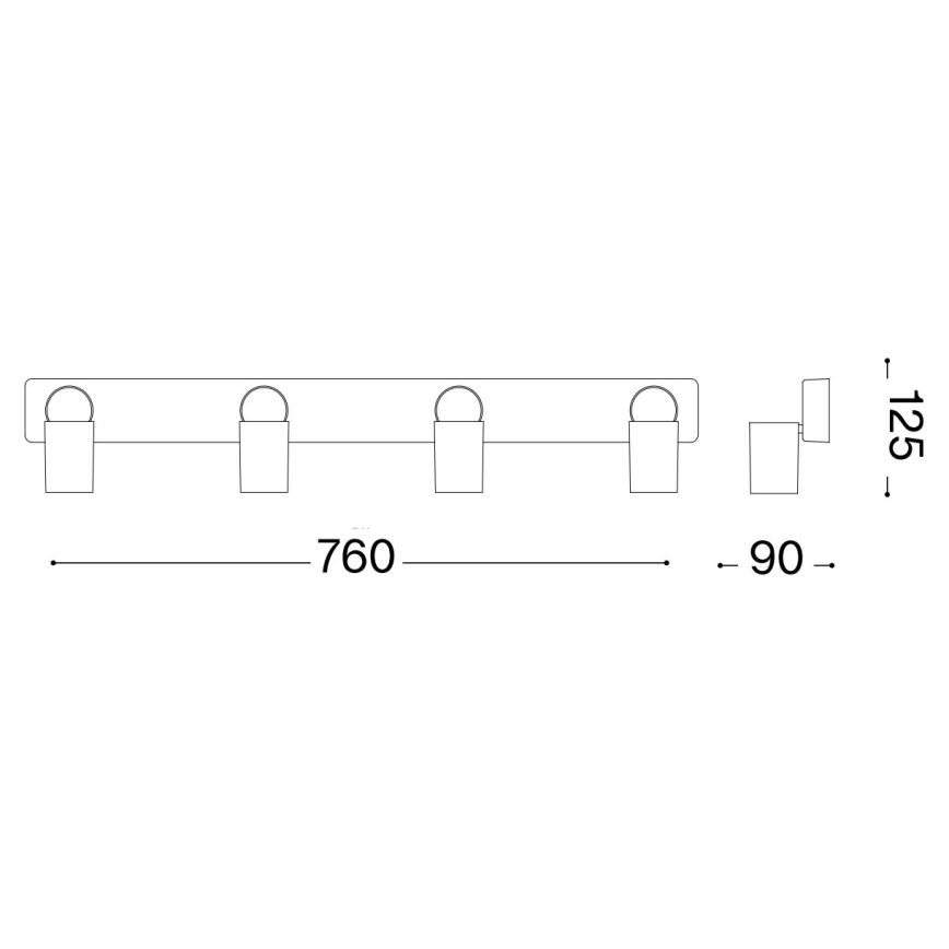 Ideal Lux - LED-kohdevalaisin RUDY 4xGU10/7W/230V CRI 90 musta