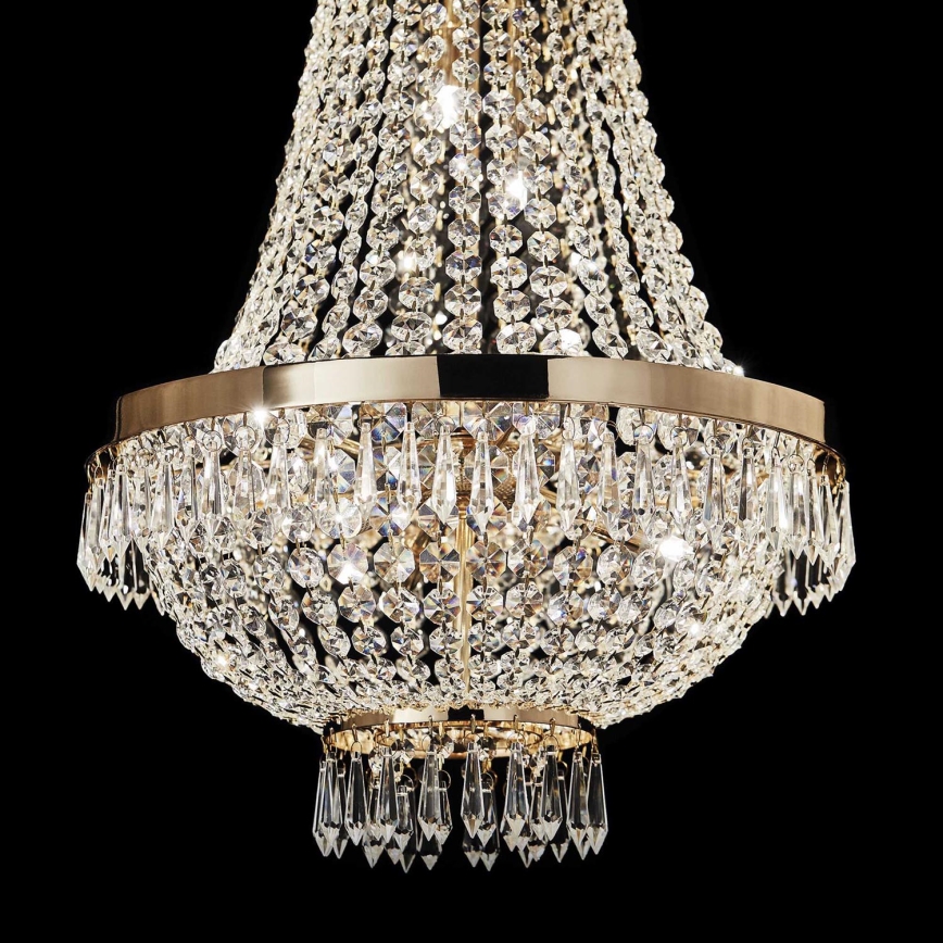 Ideal Lux - LED Kristalli-ketjukattokruunu CAESAR 12xG9/3W/230V halkaisija 55 cm kulta