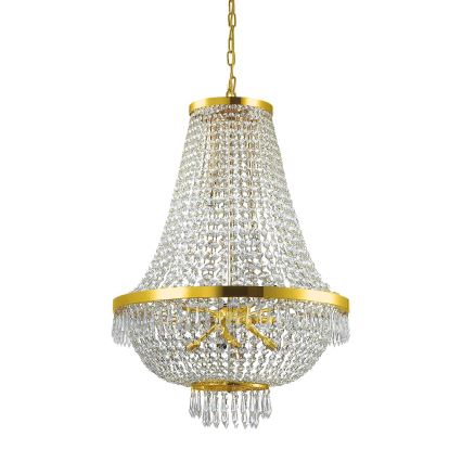 Ideal Lux - LED Kristalli-ketjukattokruunu CAESAR 12xG9/3W/230V halkaisija 55 cm kulta
