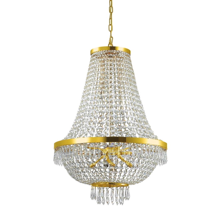 Ideal Lux - LED Kristalli-ketjukattokruunu CAESAR 12xG9/3W/230V halkaisija 55 cm kulta