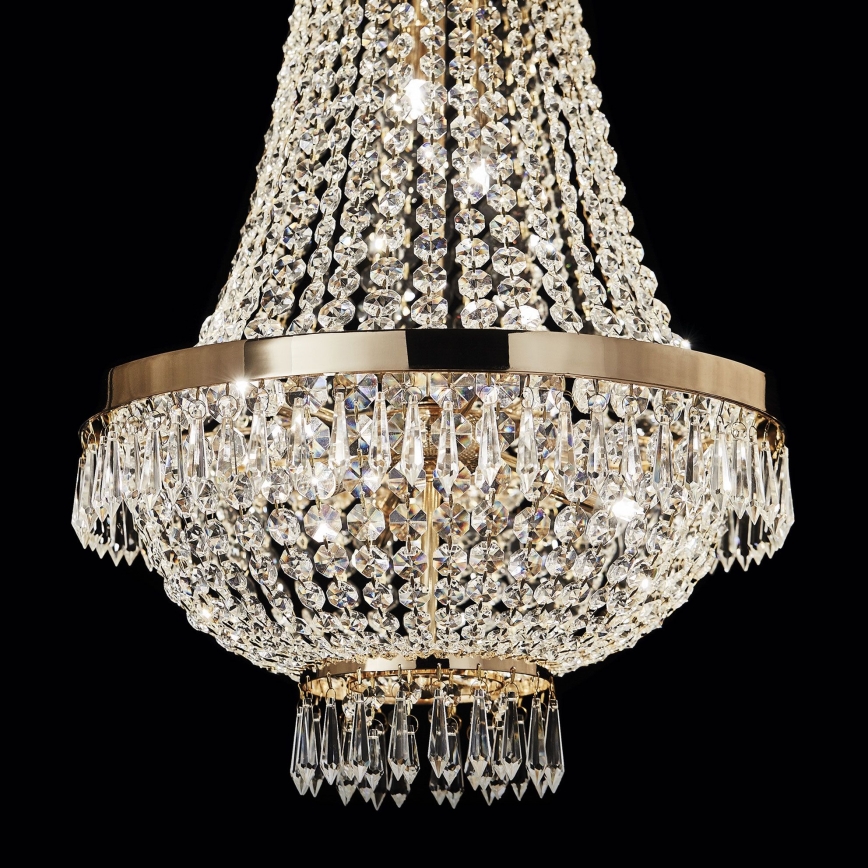 Ideal Lux - LED Kristalli-ketjukattokruunu CAESAR 6xG9/3W/230V halkaisija 38 cm kulta