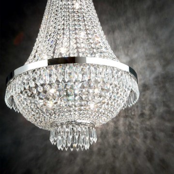 Ideal Lux - LED Kristalli-ketjukattokruunu CAESAR 9xG9/3W/230V halkaisija 45 cm kiiltävä kromi