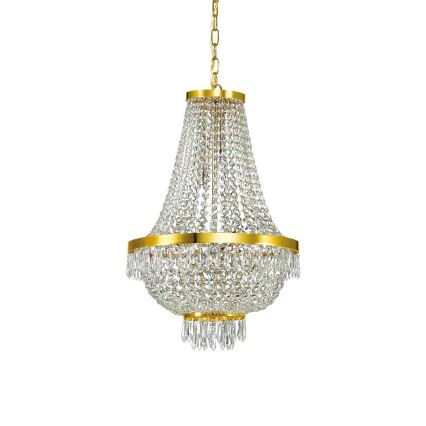 Ideal Lux - LED Kristalli-ketjukattokruunu CAESAR 9xG9/3W/230V halkaisija 45 cm kulta