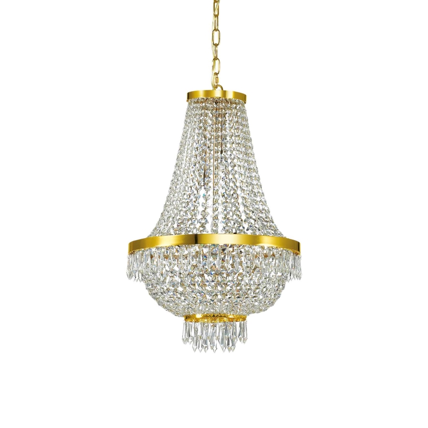 Ideal Lux - LED Kristalli-ketjukattokruunu CAESAR 9xG9/3W/230V halkaisija 45 cm kulta