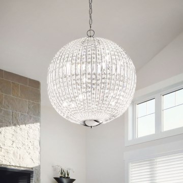 Ideal Lux - LED Kristalli-ketjukattokruunu LUXOR 6xG9/3W/230V halkaisija 40 cm läpinäkyvä