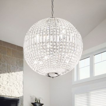 Ideal Lux - LED Kristalli-ketjukattokruunu LUXOR 8xG9/3W/230V halkaisija 50 cm läpinäkyvä