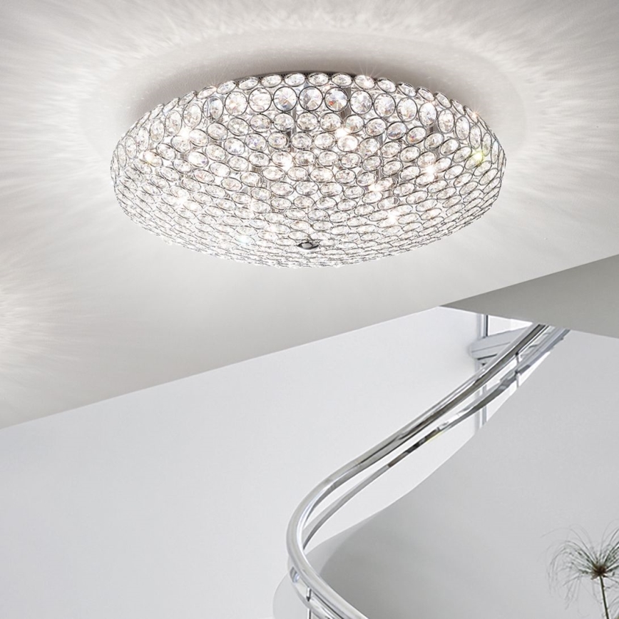 Ideal Lux - LED-kristallikattovalaisin KING 9xG9/3W/230V halkaisija 53,5 cm kiiltävä kromi