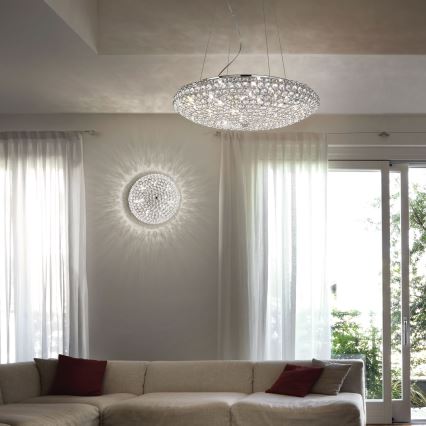 Ideal Lux - LED-kristallikattovalaisin KING 9xG9/3W/230V halkaisija 53,5 cm kiiltävä kromi