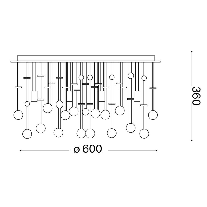 Ideal Lux - LED-kristallikattovalaisin MOONLIGHT 12xG9/3W/230V pr.60 cm kulta