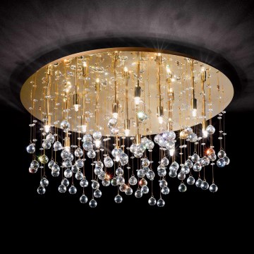 Ideal Lux - LED-kristallikattovalaisin MOONLIGHT 15xG9/3W/230V halkaisija 80 cm kulta