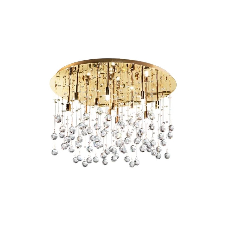Ideal Lux - LED-kristallikattovalaisin MOONLIGHT 15xG9/3W/230V halkaisija 80 cm kulta