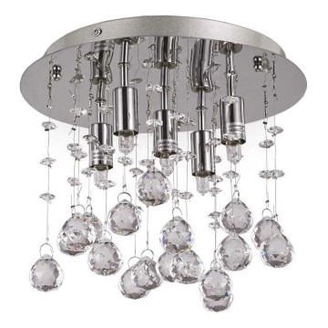 Ideal Lux - LED-kristallikattovalaisin MOONLIGHT 5xG9/3W/230V halkaisija 26 cm kiiltävä kromi