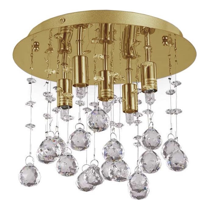 Ideal Lux - LED-kristallikattovalaisin MOONLIGHT 5xG9/3W/230V halkaisija 26 cm kulta