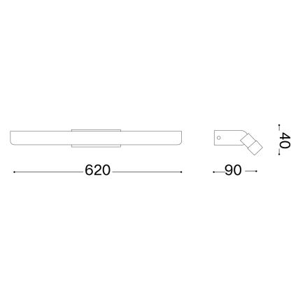 Ideal Lux - Kylpyhuoneen LED-peilivalo RIFLESSO LED/16W/230V 62 cm CRI 90 IP54 musta