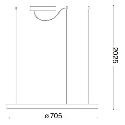 Ideal Lux - ORACLE SLIM LED riippuvalaisin vaijerilla LED/37W/230V 2700K Ra 90 Ø 70 cm musta